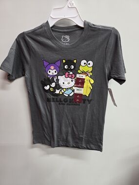 Hello Kitty Charcoal Tee with Multicolor Characters